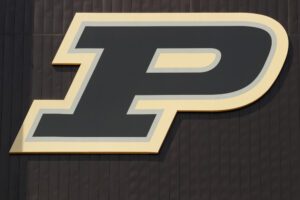 West Lafayette - Circa April 2019: The logo of Purdue University sports teams. A member of the Big Ten, Purdue hosts teams from the midwest II